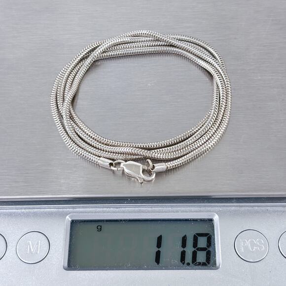 Snake Chain Necklace | Vintage Sterling Silver 925 | 24" - Picture 3 of 3